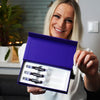 Femme avec Diamond Smile Lila Correction de couleur Gel de blanchiment des dents