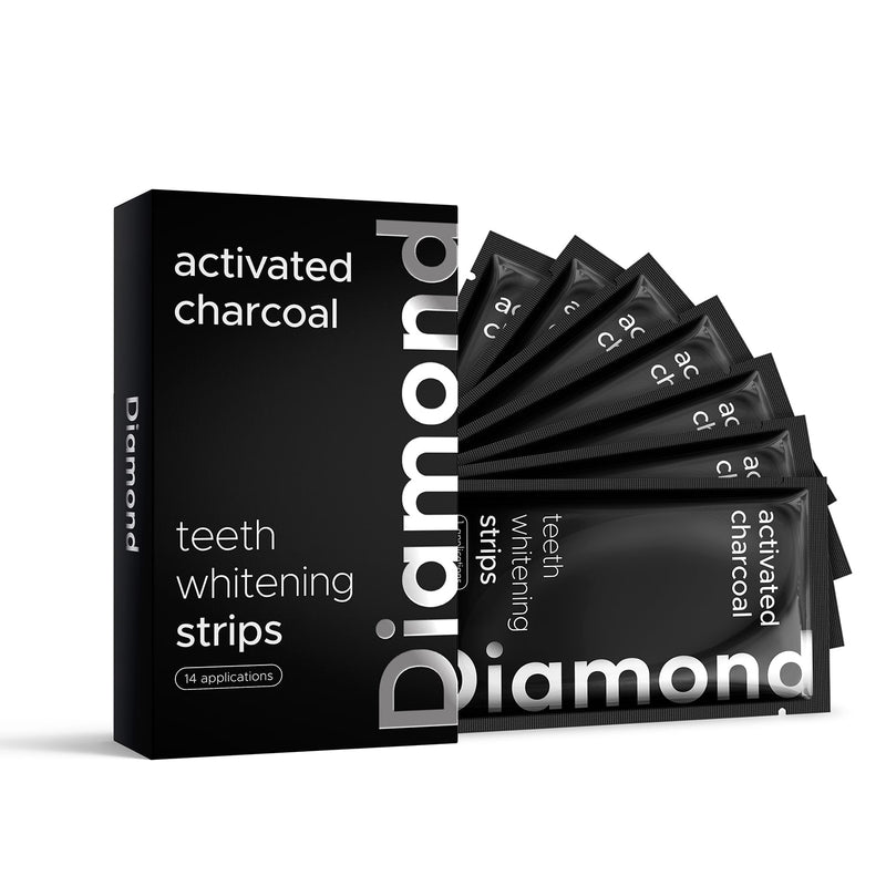 Diamond Smile Bandes de blanchiment des dents au charbon actif pour le blanchiment des dents à domicile avec fond blanc