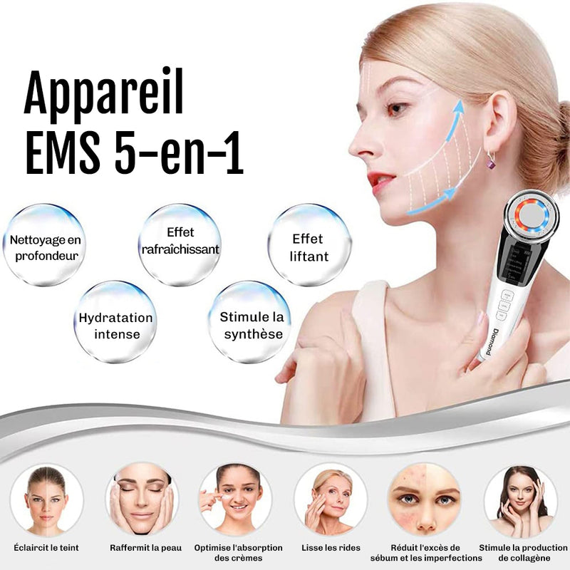 Appareil anti rides visage GlowLift Diamond peau lisse