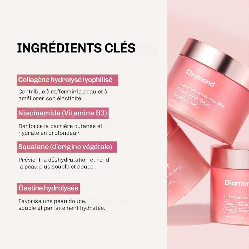 Creme liftante visage collagene Diamond peau tonifiee