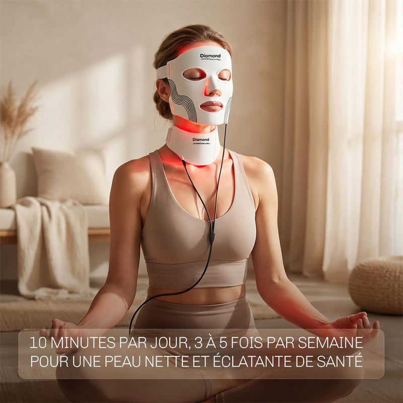 Masque lumiere rouge LumiWhite pour reduire rides et ridules