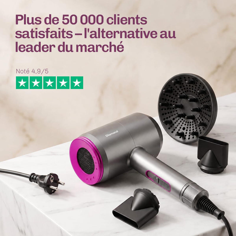 Sèche-cheveux professionnel AirFusion offrant un séchage rapide et un résultat digne d'un salon.