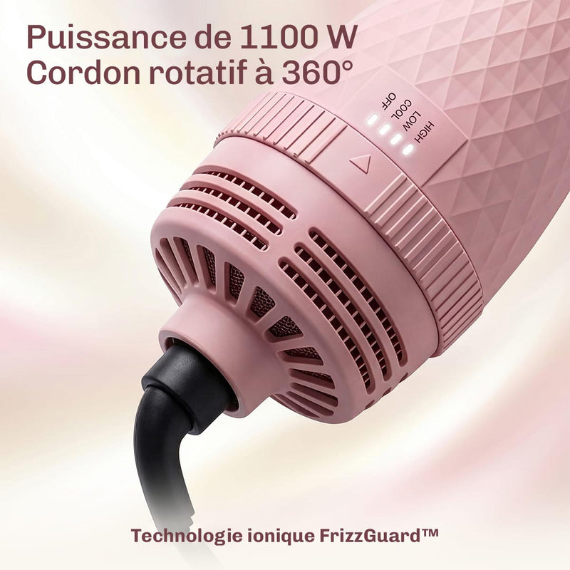 Styler cheveux VolumeBrush 2-en-1 pour un brushing volumineux et des cheveux lisses.