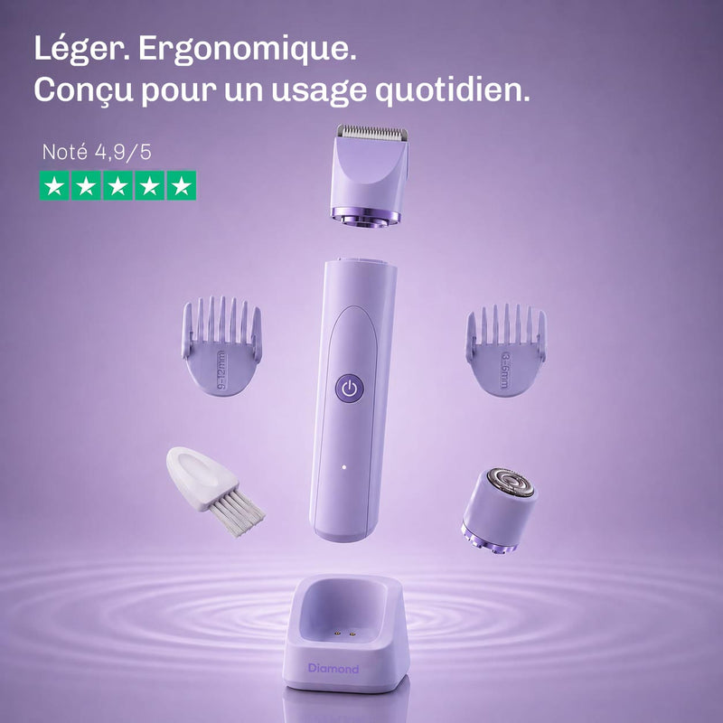 Tondeuse corps TrimCare de Diamond pour une élimination des poils douce et précise sur tout le corps.
